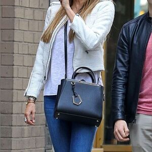 Fendi 2Jours Petite Black Leather Structured Tote